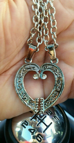 Silver plated two heart lovers talisman amulet pendant car rear mirror hanging