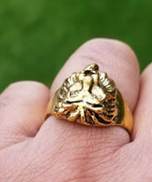 Punjabi Sikh Lion Brass Ring Golden Sharukh Khan Movie Jawan Evil Eye Protection