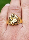 Punjabi Sikh Lion Brass Ring Golden Sharukh Khan Movie Jawan Evil Eye Protection