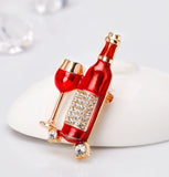 Wine glass bottle brooch vintage look gold plated design broach celebrity pin k