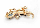 Vintage look gold plated black lizard brooch suit coat gecko broach pin collar u