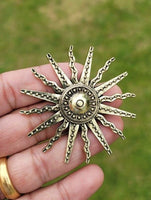 Sun brooch vintage look gold plated designer suit coat royal broach pin k19 new