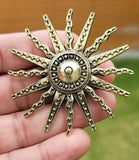 Sun brooch vintage look gold plated designer suit coat royal broach pin k19 new