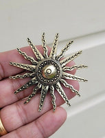 Sun brooch vintage look gold plated designer suit coat royal broach pin k19 new