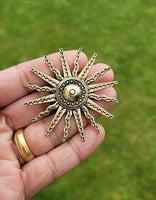 Sun brooch vintage look gold plated designer suit coat royal broach pin k19 new