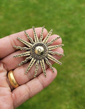 Sun brooch vintage look gold plated designer suit coat royal broach pin k19 new