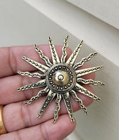 Sun brooch vintage look gold plated designer suit coat royal broach pin k19 new