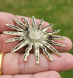 Sun brooch vintage look gold plated designer suit coat royal broach pin k19 new