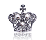 Crown brooch stunning vintage look silver plated stones royal design broach k12