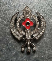 Stunning diamonte black affect sikh  singh kaur khalsa poppykhanda brooch pin