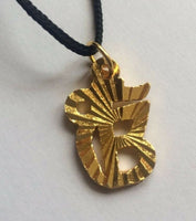 Small Punjabi Sikh Singh Gold Tone Ek Onkar Pendant in Black Thread K10 GIFT