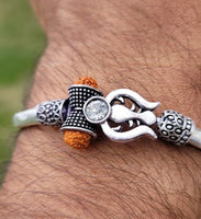 Om trishul bracelet kara hindu kada trishul trident rudraksha bead bangle CC26