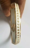 Khanda kara two tone silver gold plated kada sikh singh kaur khalsa bangle u