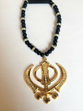 Gold Plated Punjabi Sikh Large Khanda Pendant Car Hanging with diamonte OS515