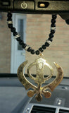 Gold Plated Punjabi Sikh Large Khanda Pendant Car Hanging with diamonte OS515