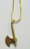 Sikh punjabi brass axe pendant in golden chain singh khalsa kaur locket d12