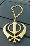 Xlarge punjabi sikh steel khanda golden colour car rear mirror hanging pendant