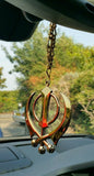 Xlarge punjabi sikh steel khanda golden colour car rear mirror hanging pendant