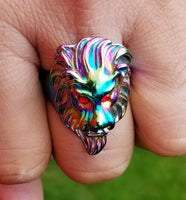 Punjabi Lion Ring Rainbow Colour Steel Sharukh Khan Movie Jawan Evil Eye Shield