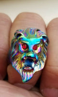 Punjabi Lion Ring Rainbow Colour Steel Sharukh Khan Movie Jawan Evil Eye Shield