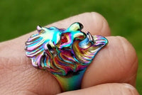 Punjabi Lion Ring Rainbow Colour Steel Sharukh Khan Movie Jawan Evil Eye Shield