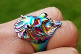 Punjabi Lion Ring Rainbow Colour Steel Sharukh Khan Movie Jawan Evil Eye Shield