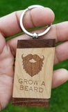 Sikh punjabi word grow a beard singh kaur khalsa wood key chain key ring nn gift