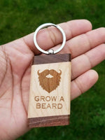 Sikh punjabi word grow a beard singh kaur khalsa wood key chain key ring nn gift