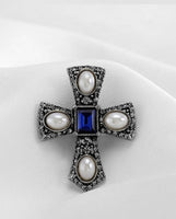 Royal cross brooch vintage look silver plated celebrity broach queen pin k42 new