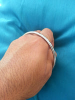 Stunning silver affect round smooth plain sikh khalsa kara bracelet bangle os1