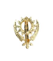 Khanda brooch gold plated stunning diamonte sikh king pin singh kaur broach n1