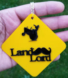 Acrylic yellow tractor landlord moustache punjabi farmer pendant car rear mirror