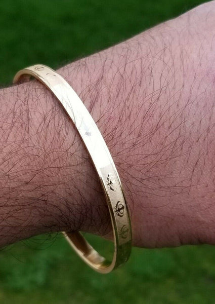 Stunning sikh singh kaur khalsa kara gold plated bangle smooth khanda design aa4