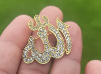 Allah Word Brooch Stunning rhinestones gold plated Muslim Islamic Islam pin iii