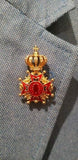 Jubilee crown brooch czech stone vintage look queen broach gold plated pin gg102