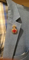 Jubilee crown brooch czech stone vintage look queen broach gold plated pin gg102