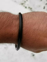 Black sarbloh iron kada one edge smooth sikh singh kaur khalsa kara bangle l7