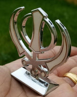 Sikh punjabi silver singh kaur khanda khalsa car dashboard desktop stand uu14