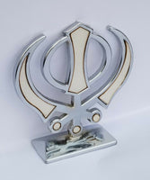 Sikh punjabi silver singh kaur khanda khalsa car dashboard desktop stand uu14