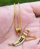 Kirpan pendant punjabi sikh stunning stones gold plated lovely dagger sword ccc7