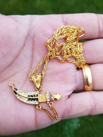 Kirpan pendant punjabi sikh stunning stones gold plated lovely dagger sword ccc7