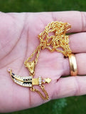 Kirpan pendant punjabi sikh stunning stones gold plated lovely dagger sword ccc7