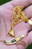 Kirpan pendant punjabi sikh stunning stones gold plated lovely dagger sword ccc7