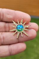 Sun Universe Brooch Vintage Look Gold Plated Celebrity Star Broach Lucky Pin U21