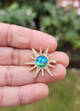 Sun Universe Brooch Vintage Look Gold Plated Celebrity Star Broach Lucky Pin U21