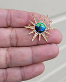 Sun Universe Brooch Vintage Look Gold Plated Celebrity Star Broach Lucky Pin U21