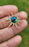 Sun Universe Brooch Vintage Look Gold Plated Celebrity Star Broach Lucky Pin U21