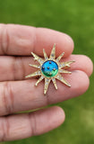 Sun Universe Brooch Vintage Look Gold Plated Celebrity Star Broach Lucky Pin U21