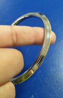 Stainless Steel BRASS Edge Kara Stunning Gold Affect Lines Bangle Sikh Kada A2