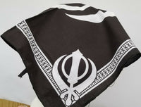 Sikh punjabi singh kaur black khalsa khanda bandana head wrap gear rumal hanky y